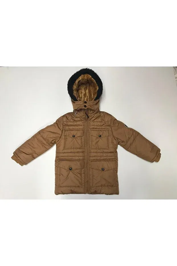 Детское зимнее пальто с капюшоном для девочек Baby Slon Kids Clup, Brown