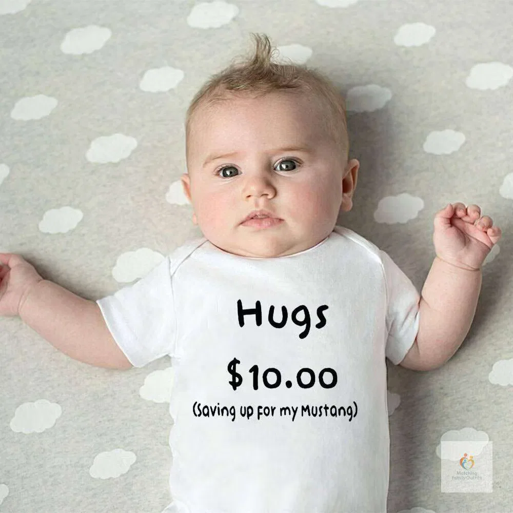 Боди-комбинезон с принтом Hugs $10.00 Matching Family Outfits, белый