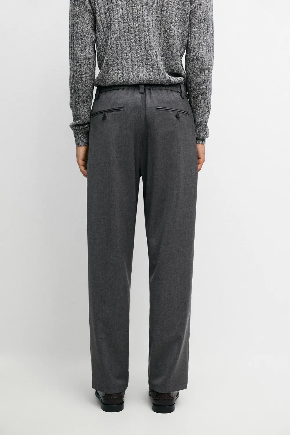 Брюки Massimo Dutti 100% Wool Straight-Leg, серый — фото 4