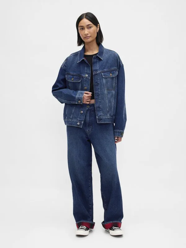 Джинсовая куртка stranger things с фланелевой подкладкой Gap, True Indigo — фото 2