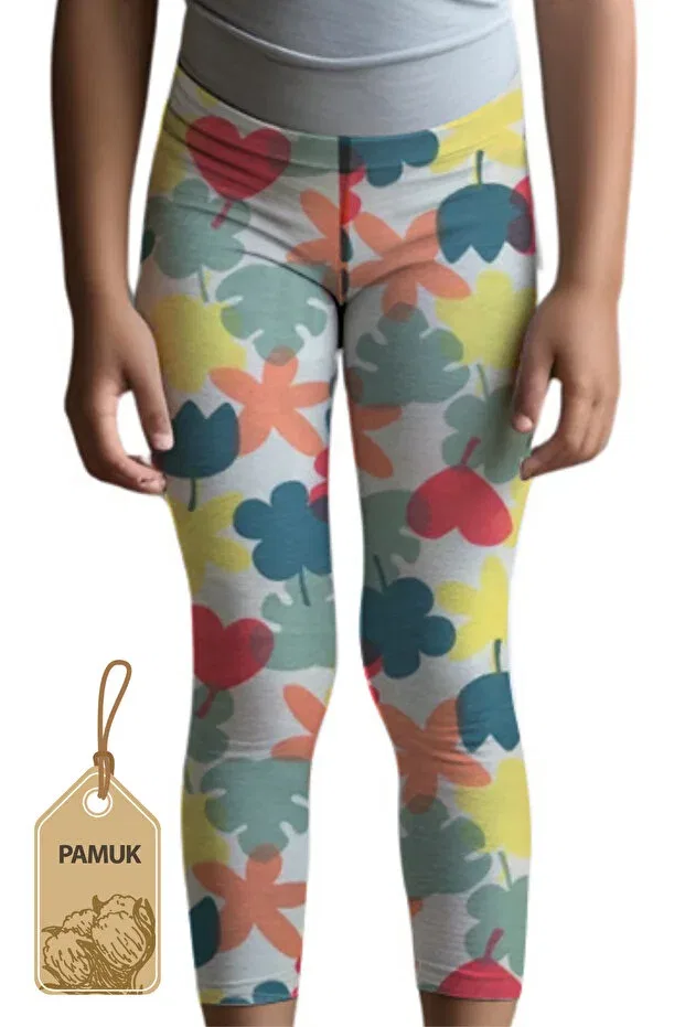 Детские леггинсы для девочек с принтом Mk Mukko Kids, Leaf Patterned — фото 3