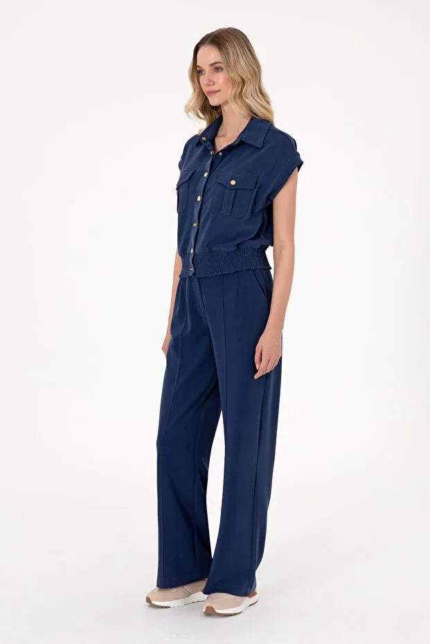 Женские широкие трикотажные брюки свободного кроя U.S. Polo Assn., Navy Blue — фото 3