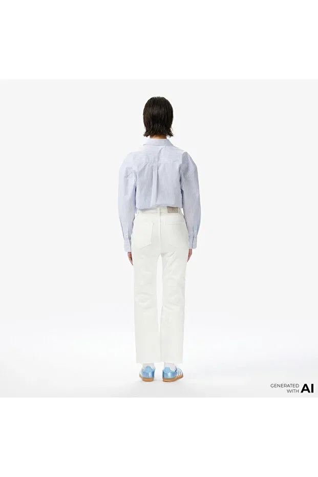 Женские джинсы прямого кроя с высокой посадкой Calvin Klein, Asn-Beyaz — фото 2
