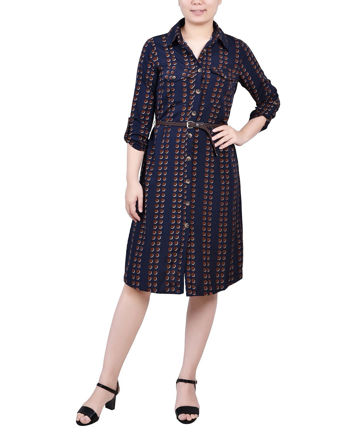 

Платье-рубашка petite с отворотами на рукавах 3/4 NY Collection, мульти