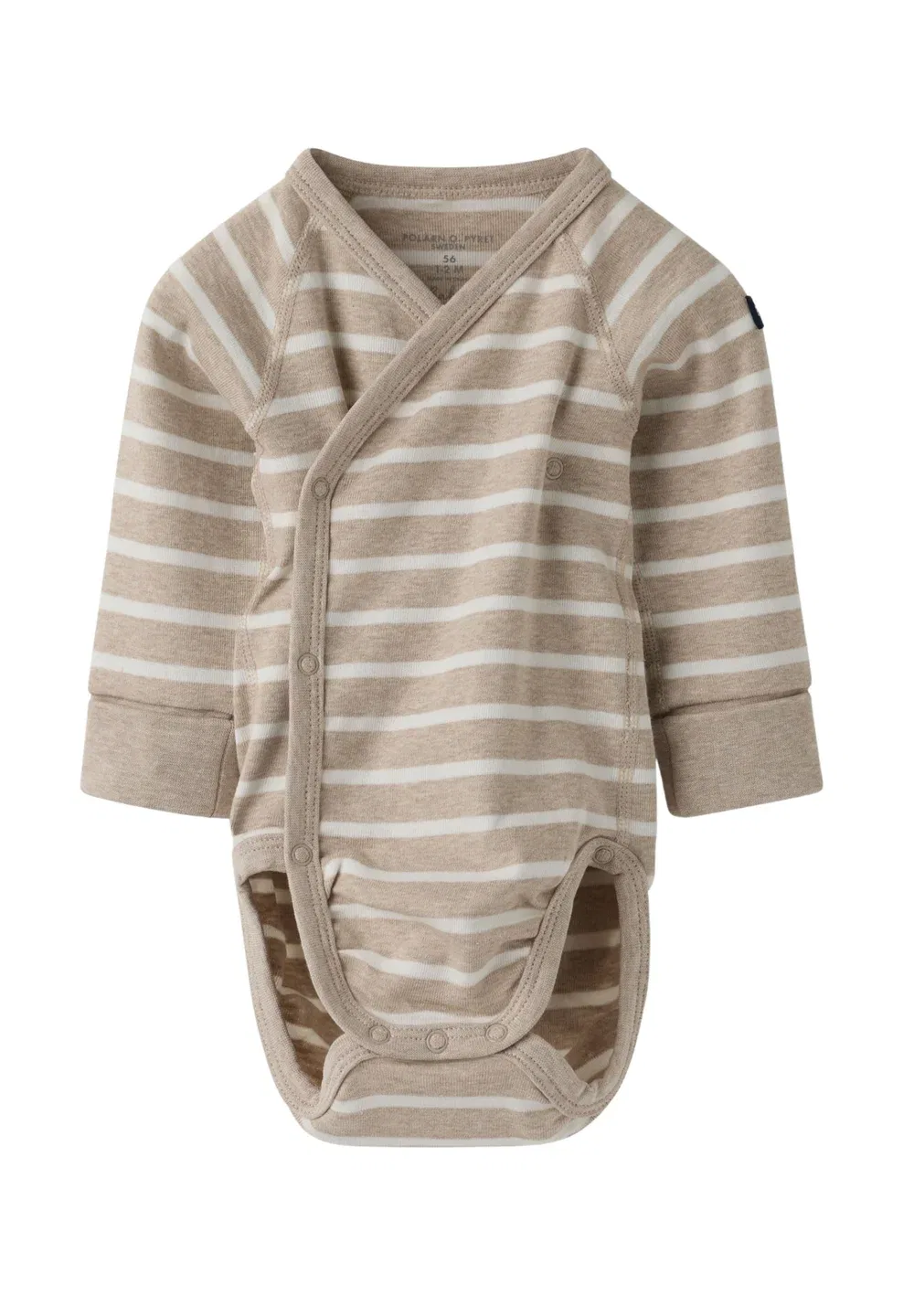 Удобный полосатый боди-накидка унисекс - боди Polarn O. Pyret, Beige Melange