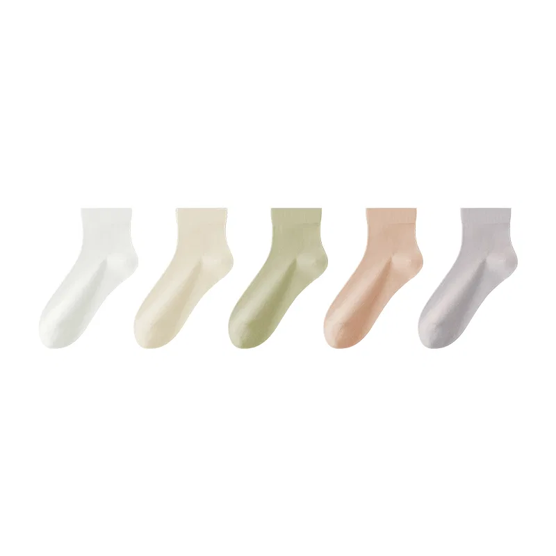 Детские носки-гольфы набор из 5 пар MINISO, White Milk White Light Green Light Pink Light Purple