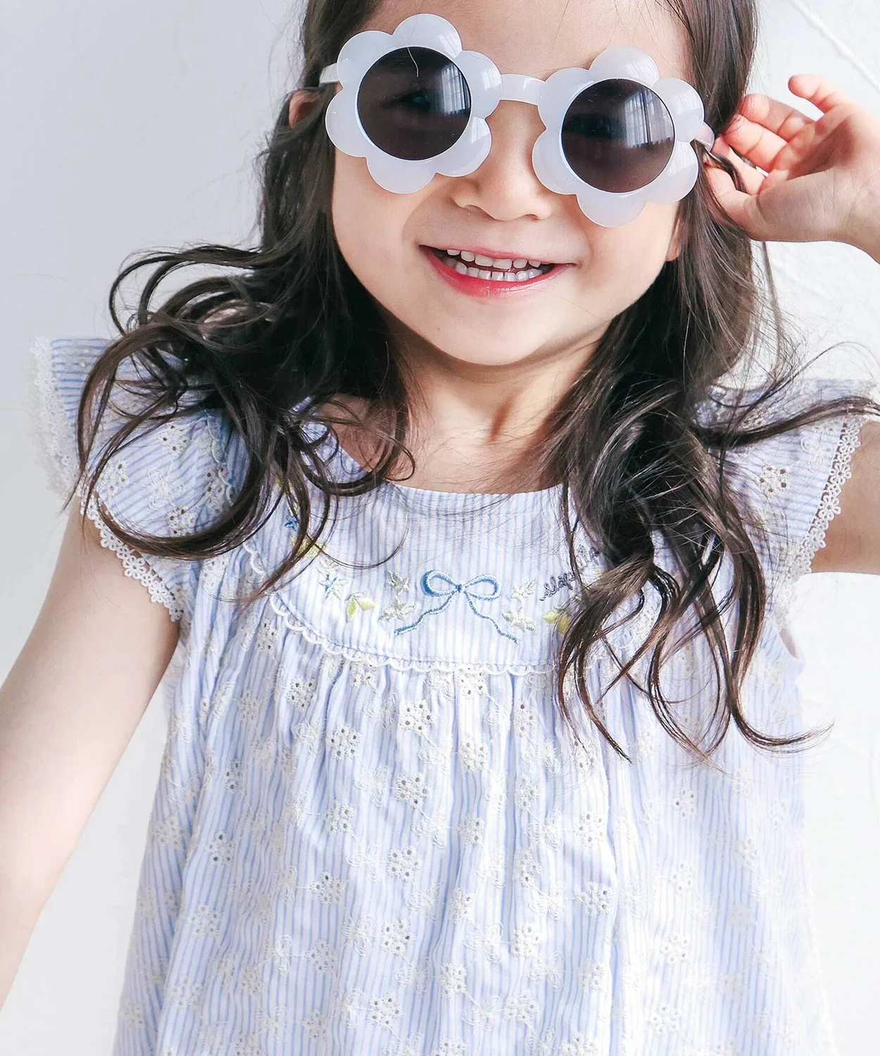 Детская туника для девочек с длинным рукавом модель Stripes & Checks SLAP SLIP, Black/Blue — фото 3
