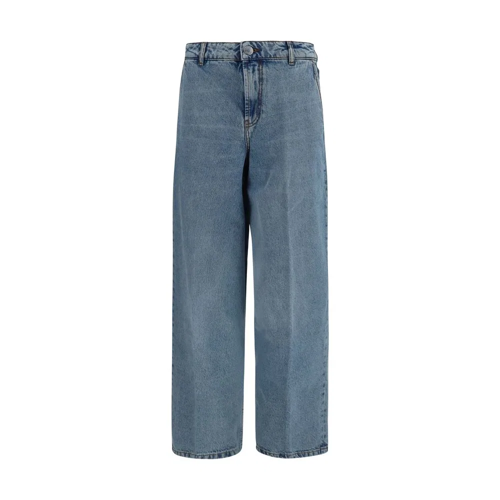 Женские джинсы-бойфренд с эффектом баллон Blue Cotton Jeans Denim AMI Paris, Blue