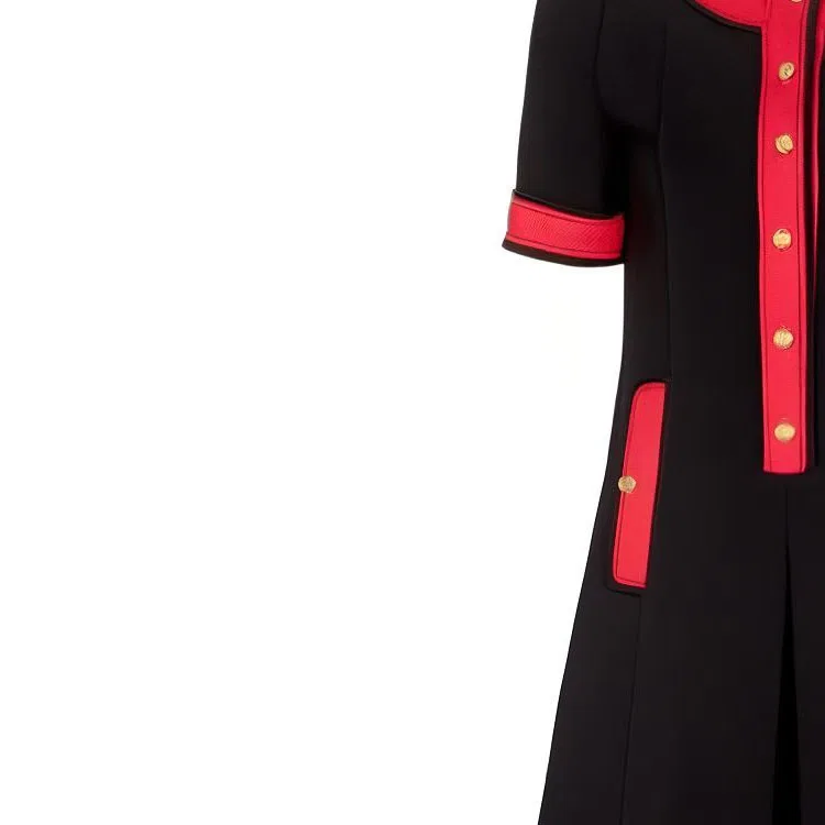 Платье GUCCI женское с круглым вырезом, миди длина, Black Red — фото 3