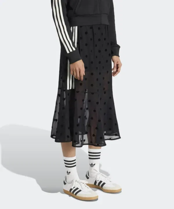 Юбка миди с горошком, Adidas, черный