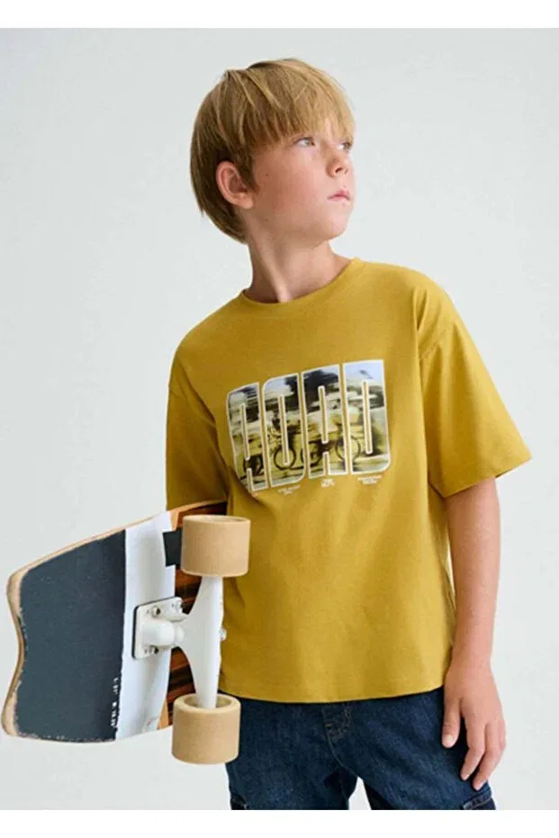 Детская футболка для мальчиков с принтом Summer Boys' Printed Tshirt Mayoral, Yellow