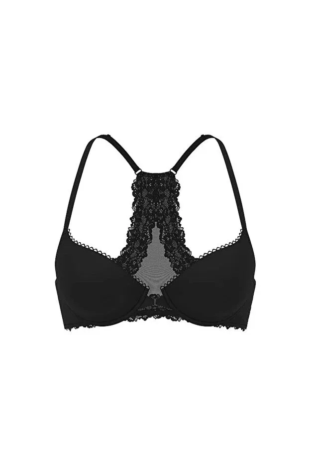 Женский бюстгальтер с кружевом Lightweight padding support racerback demi bra with lace Victoria'S Secret, Black — фото 3