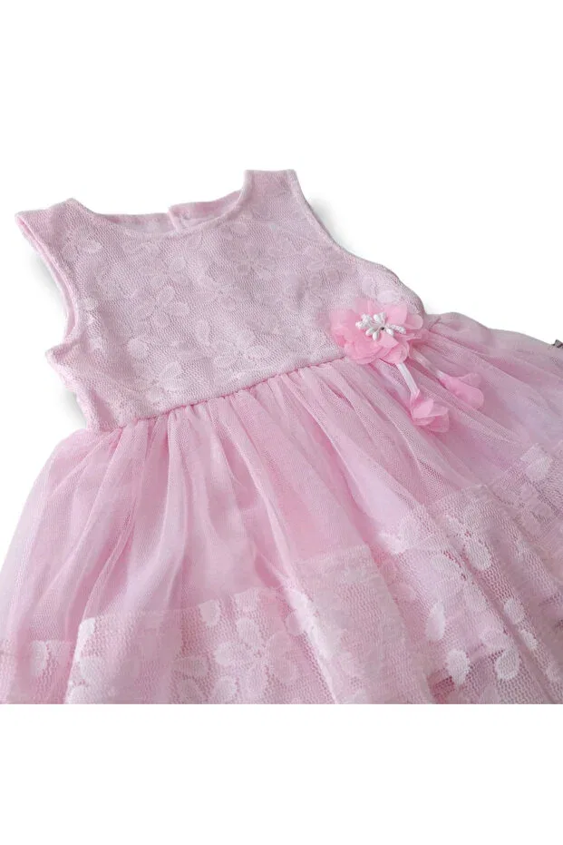 Детское платье для девочек без рукавов с кружевом Becol Baby, Pink — фото 2
