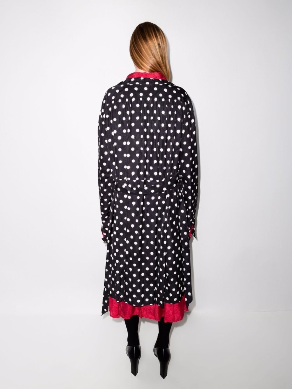 

Balenciaga двустороннее платье в горох с поясом, черный