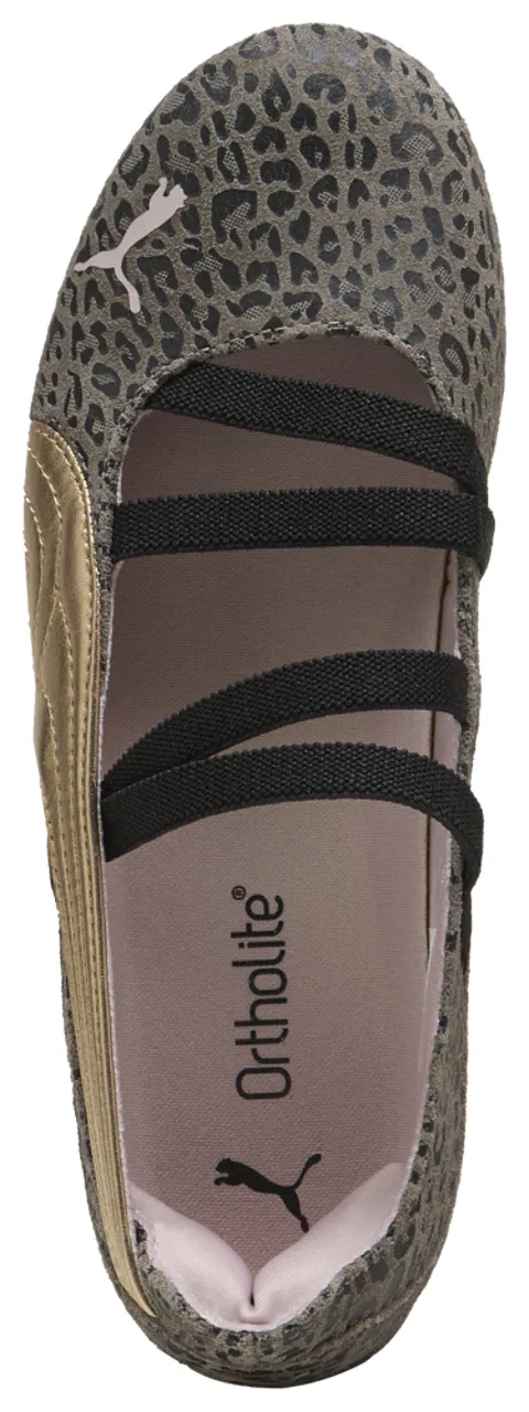 Детские балетки с леопардовым принтом Speedcat Ballet Leogirl PUMA, Matte Bronze/Gold — фото 4