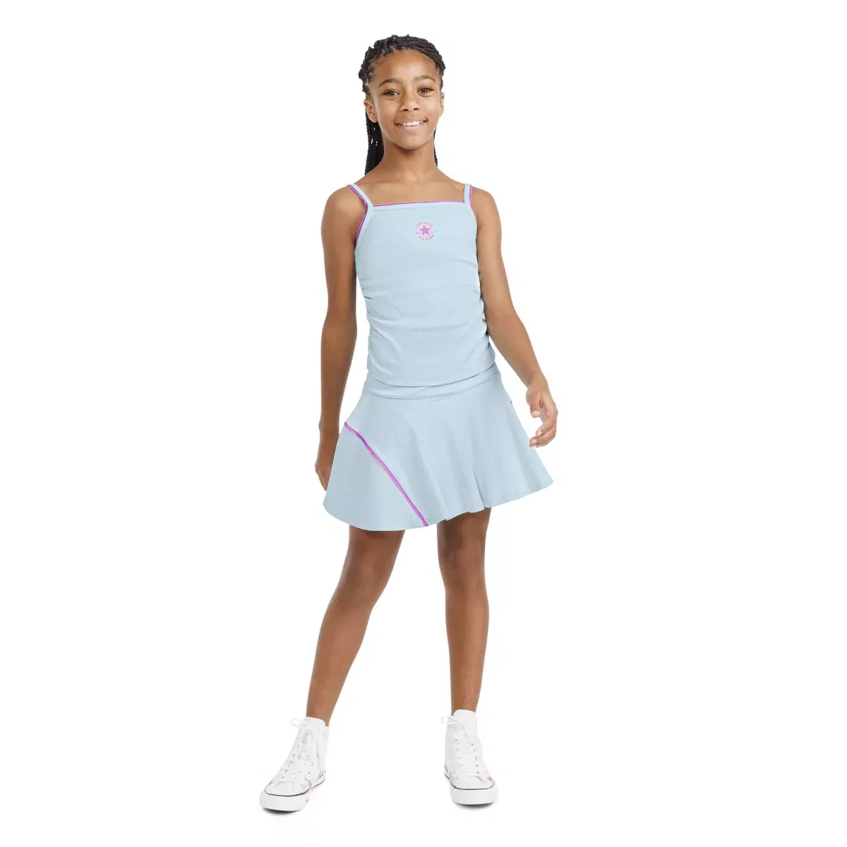 Детская юбка-шорты с принтом Ribbed Converse GIRLS BOTTOMS, Light Blue — фото 3