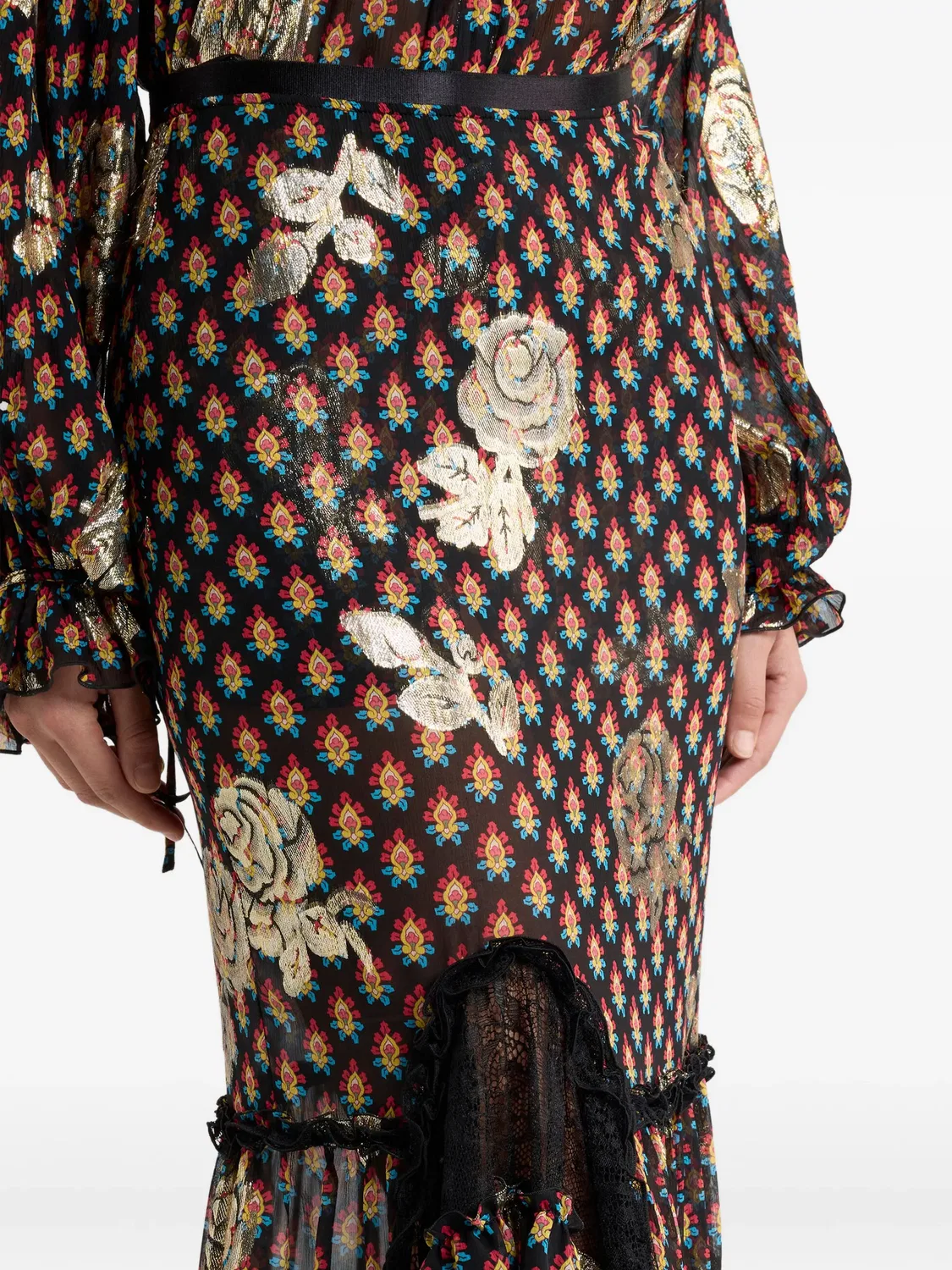 Асимметричная кружевная юбка, черная ETRO, черный — фото 3