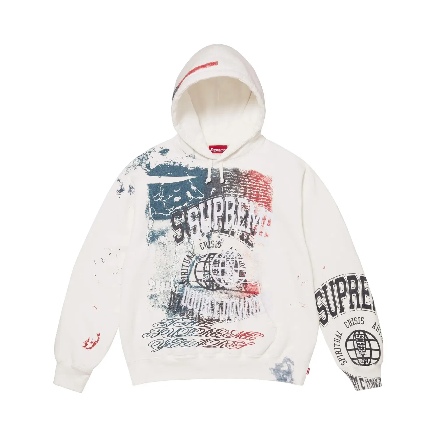 Толстовка Supreme с капюшоном и принтом, белый