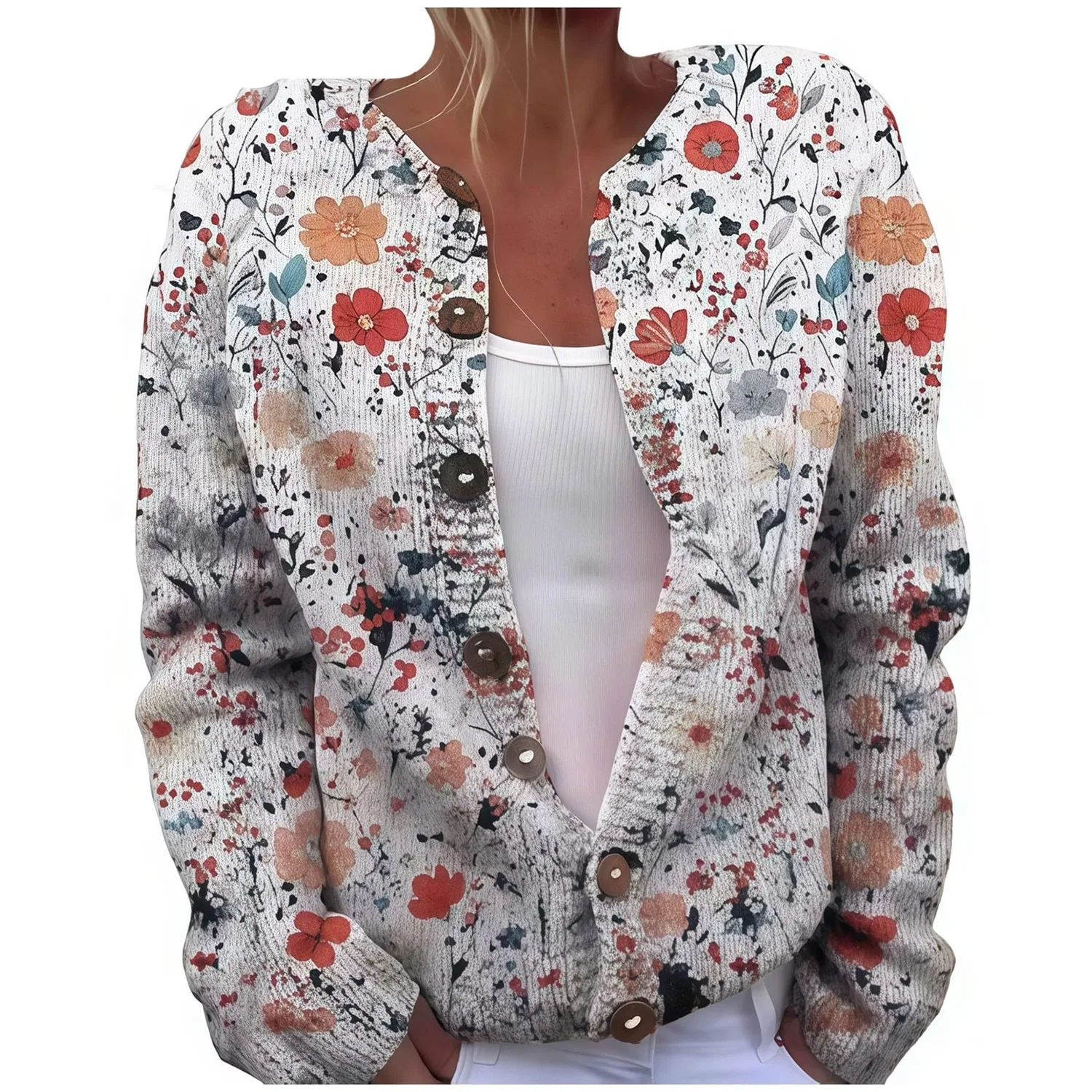 Женский кардиган с принтом Vintage Floral Print, Motivo 26