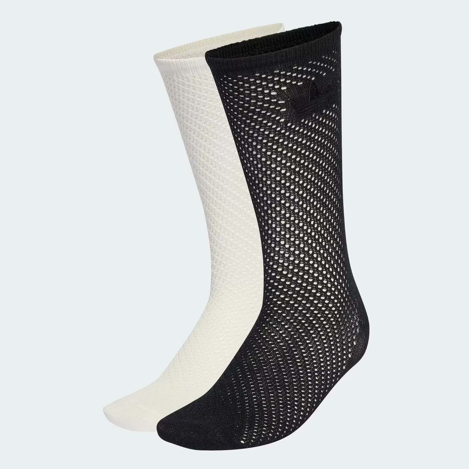 Женские носки-гольфы с вязаной фактурой, 2 пары, Crochet Crew Socks Adidas Originals, молочно-белый/черный