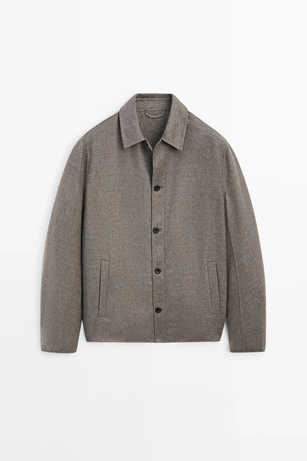 Рубашка-куртка Massimo Dutti Wool Blend With Button Detail, серый — фото 2