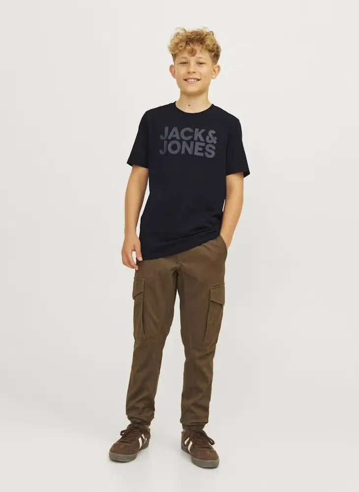 Футболка с принтом логотипа JJECORP Jack & Jones Junior, черный — фото 4