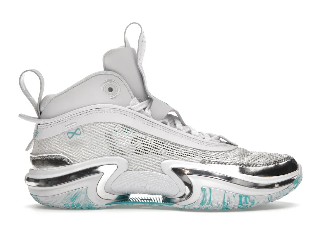 Детские кроссовки для баскетбола Jordan 36 Jordan, White/Hyper Jade-Metallic Silver-Black