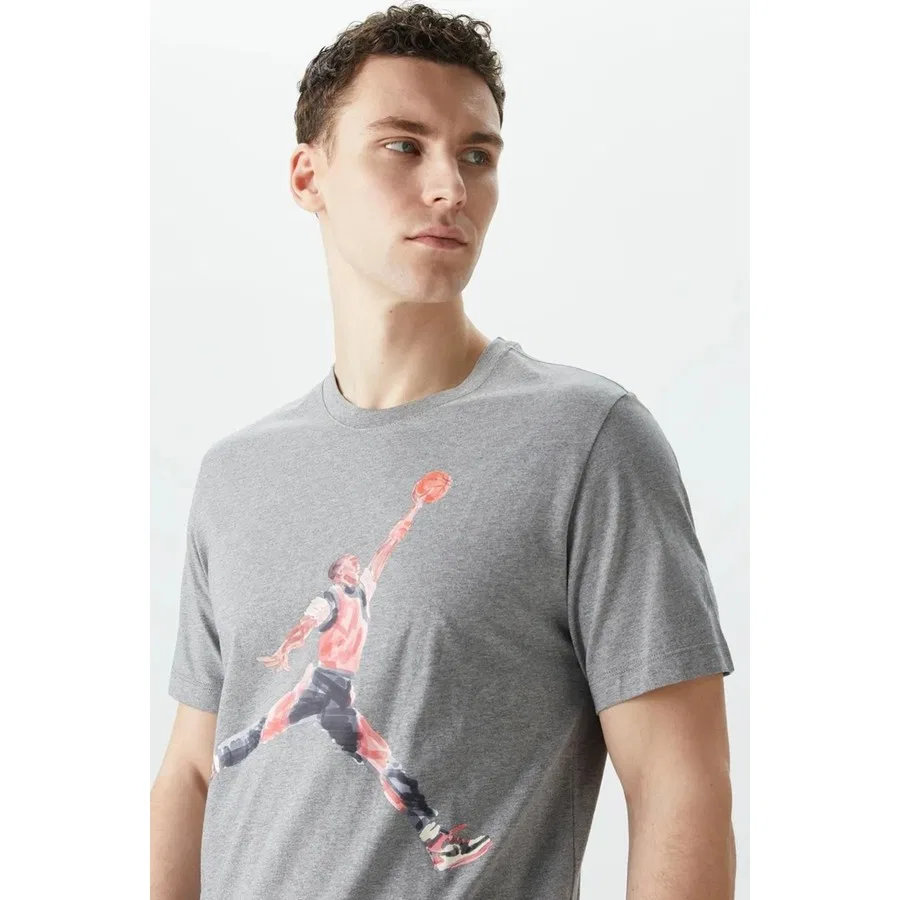 Футболка с принтом Jordan Brand Jumpman Watercolor Graphic Tshirt Gray Nike, Серый — фото 3