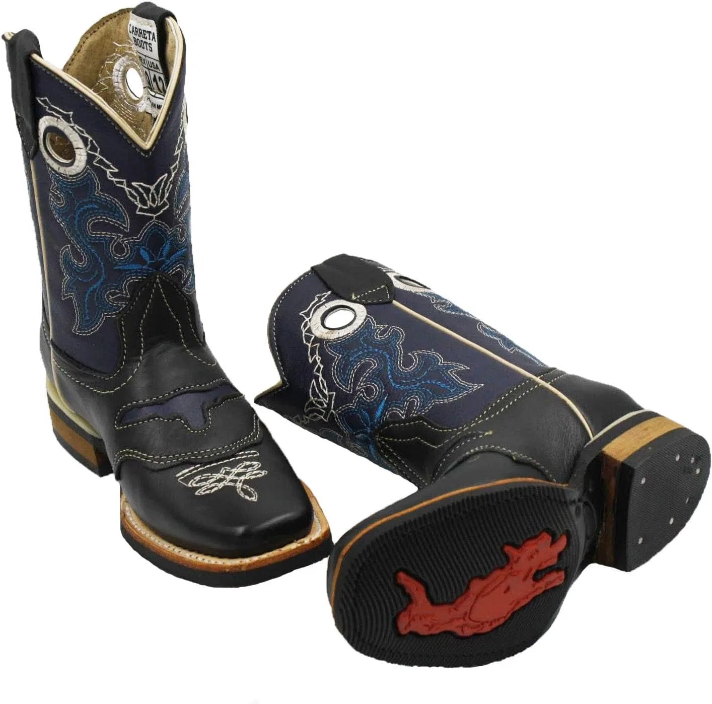 Детские ковбойские сапоги из кожи Western Cowhide Leather Pull Up Dona Michi, Black