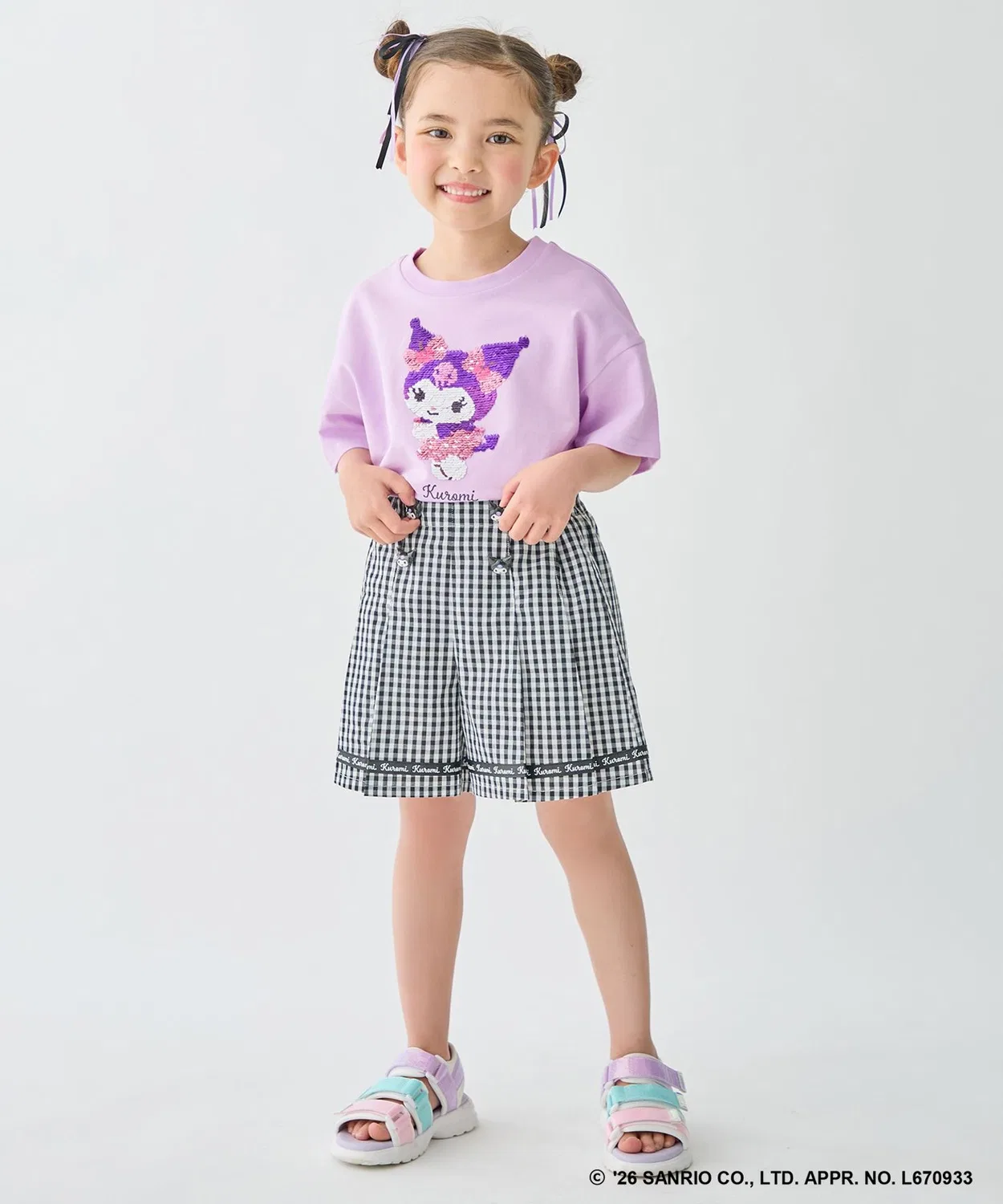 Детская футболка с контактной прохладой и принтом Sanrio Characters Miracle Sequins ANY, Lilac — фото 3
