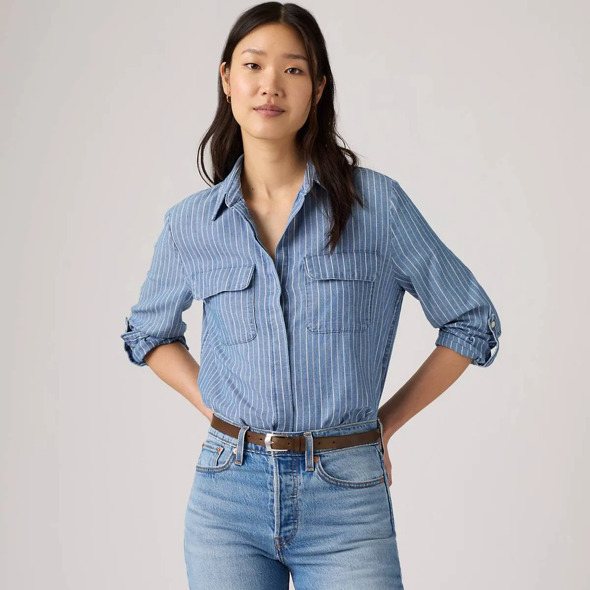 Рубашка на пуговицах Elane в стиле рабочей одежды Levi's, Get In Line - Medium Wash