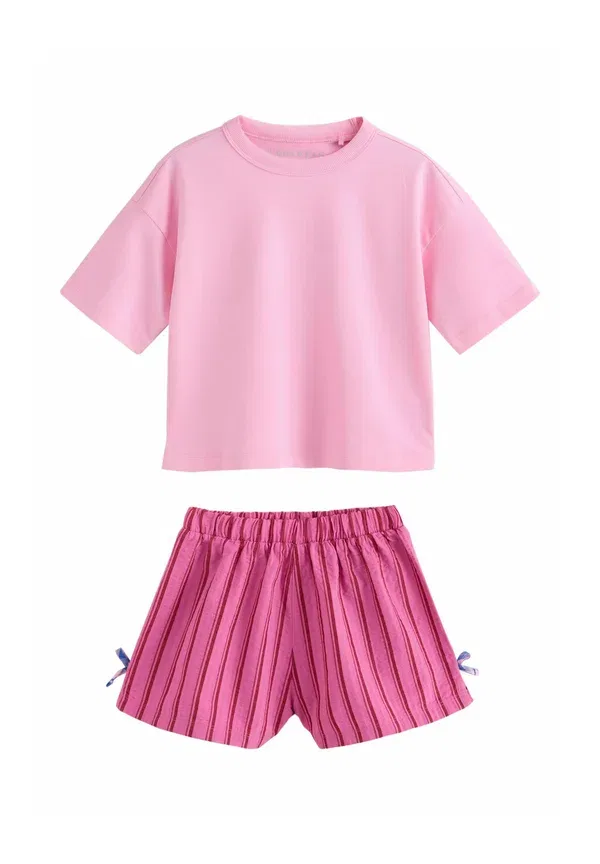 Комплект пижамы из хлопка, полиэстера и вискозы 2 шт, Next, New Blue/Pink, розовый — фото 3