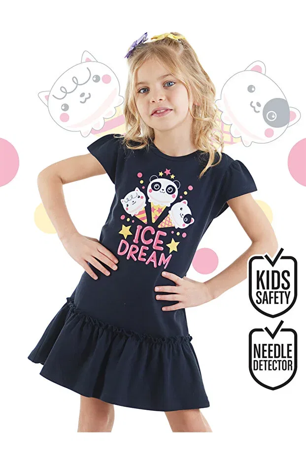 Детское платье для девочек хлопковое Ice cream dream Denokids, Navy Blue