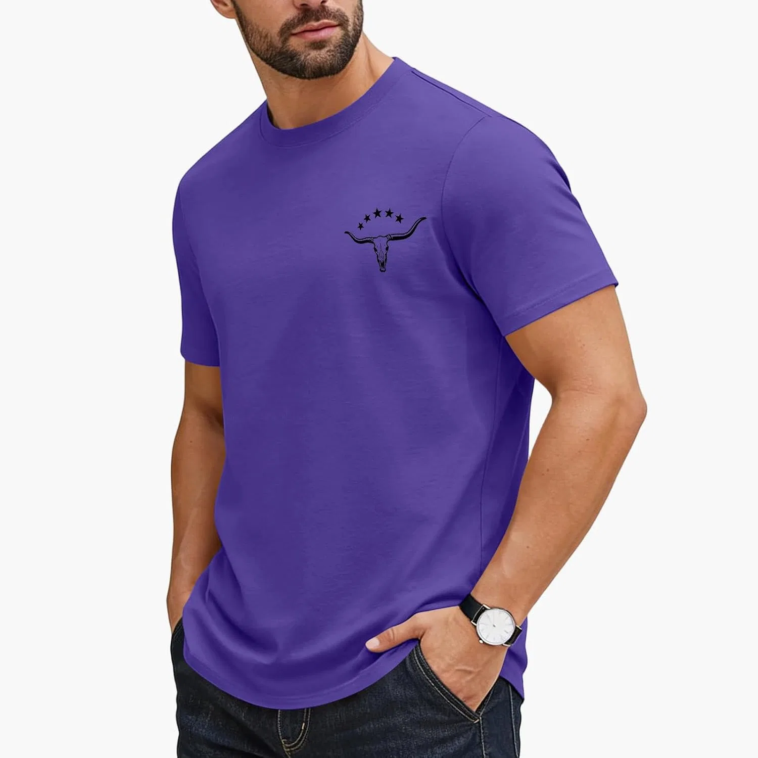 Мужская футболка с принтом Aztec Cowboy Shirts, Purple — фото 3