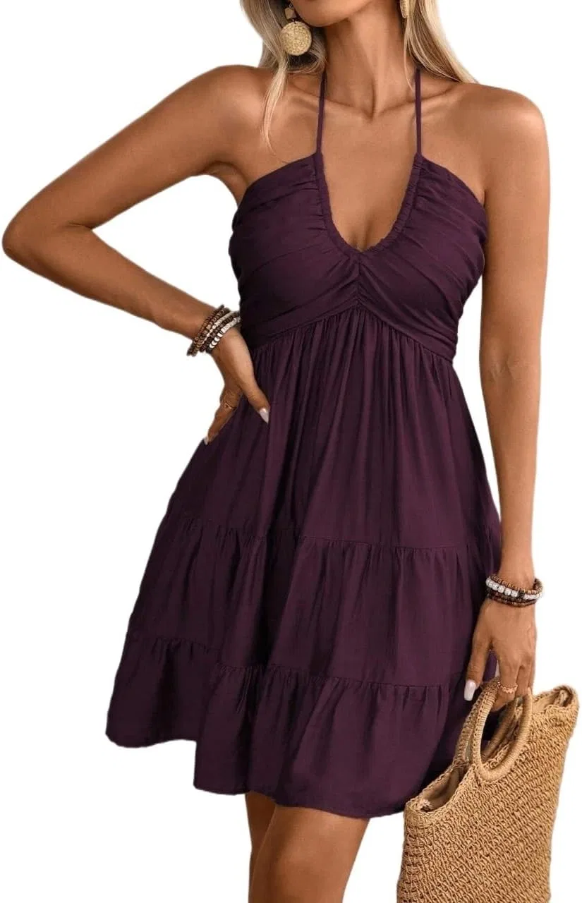 Женское мини-платье с открытой спиной Cami, Maroon