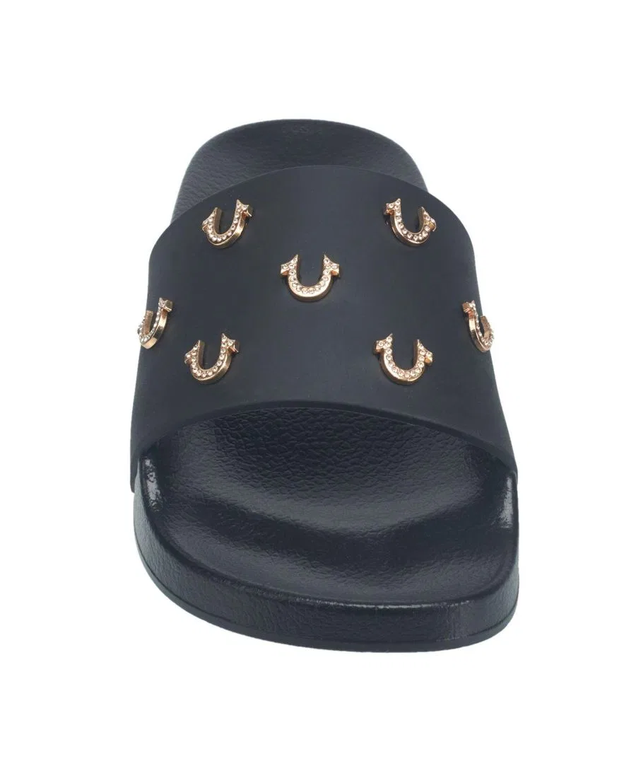 Детские шлепанцы с блестящим логотипом Kash Bling Horseshoe True Religion, Black — фото 4
