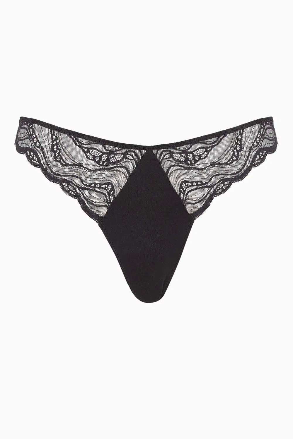 Трусы-танга кружевные с микрофиброй CK Instinct Calvin Klein, черный