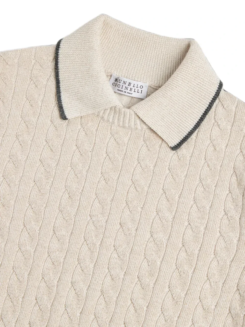 Свитер "искрящаяся коса" с многослойным эффектом Brunello Cucinelli Kids, бежевый — фото 3