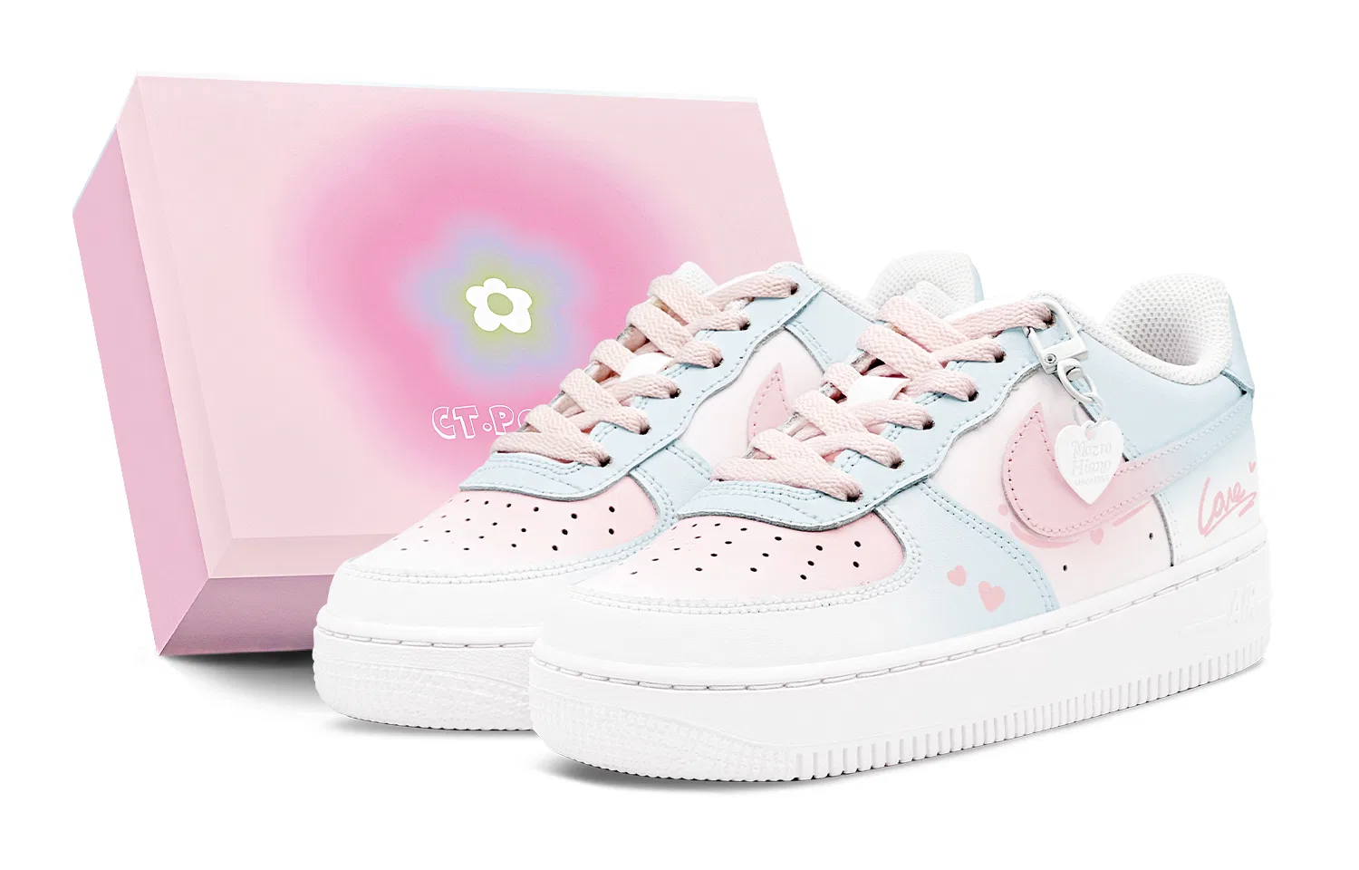 Кроссовки детские с принтом Nike Air Force 1 LE, Blue Pink