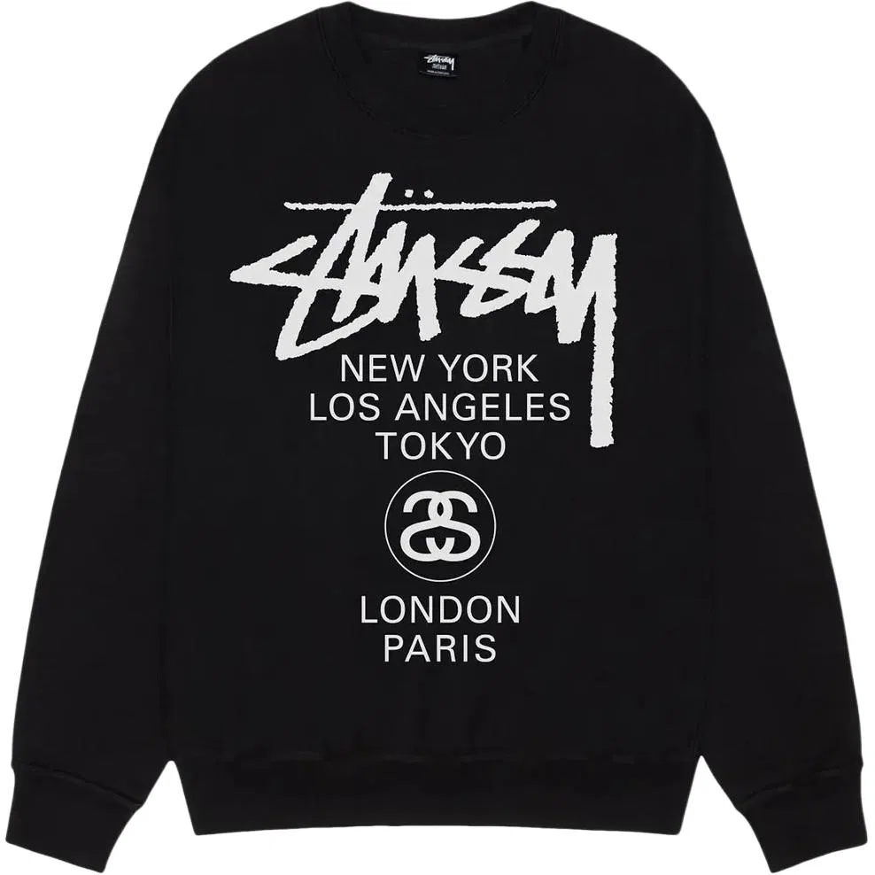 Детская толстовка с принтом World Cruise Collection Stussy, Black
