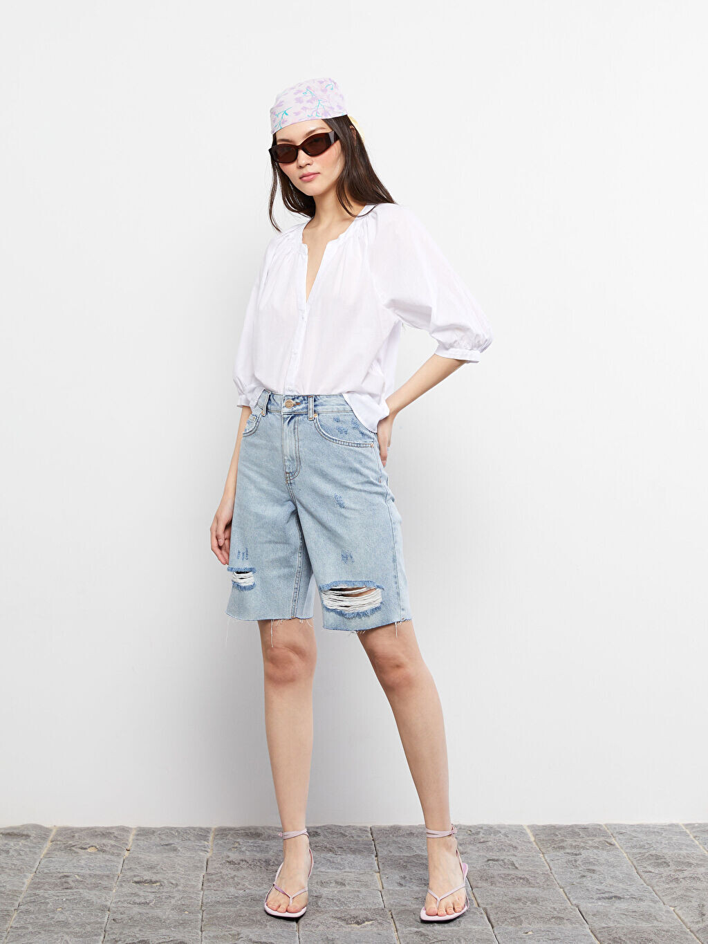 

Женские джинсовые шорты Rodeo с высокой талией и прямым карманом LCW Jeans