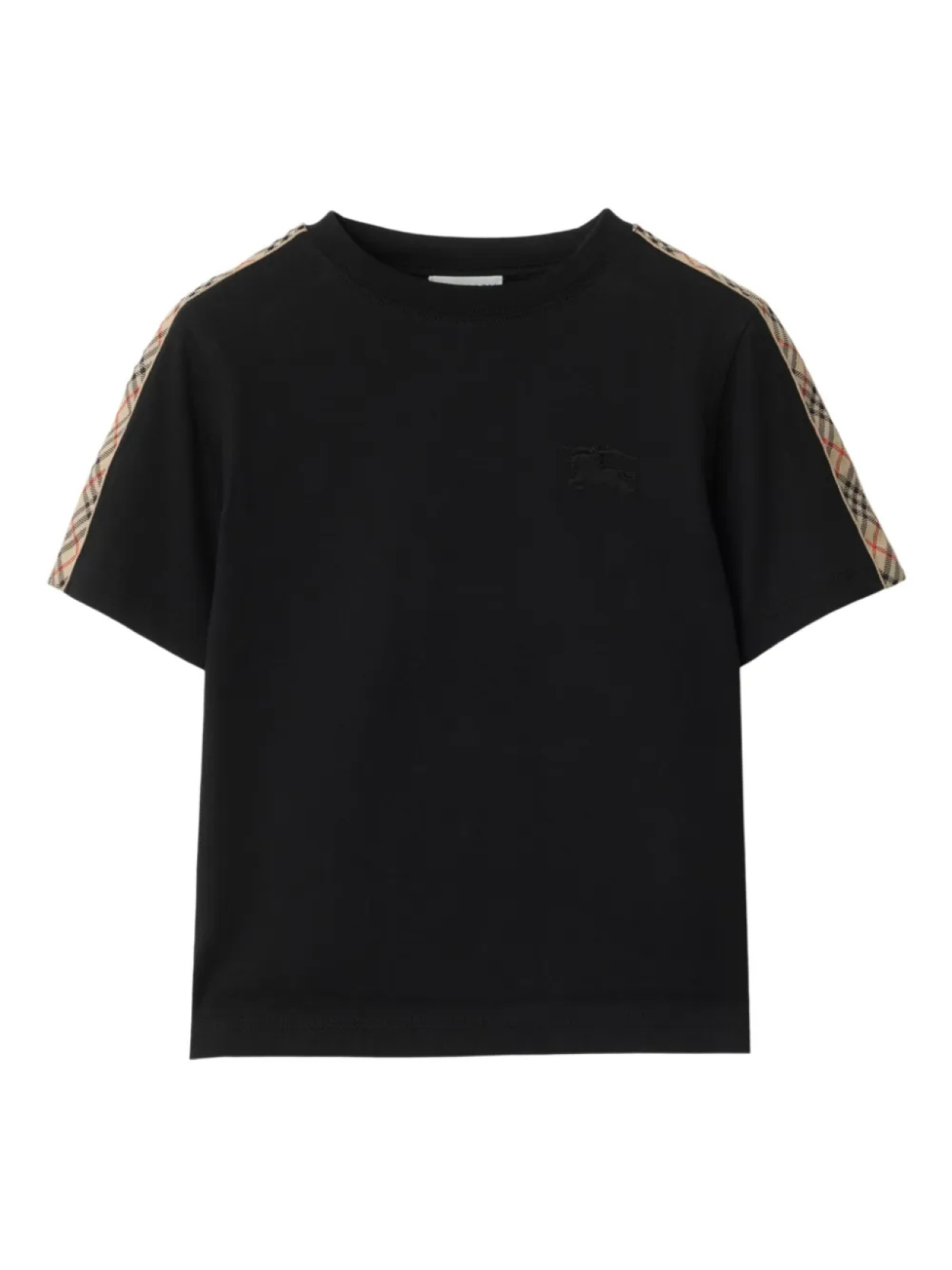 

Футболка с клетчатой отделкой Burberry Kids, черный