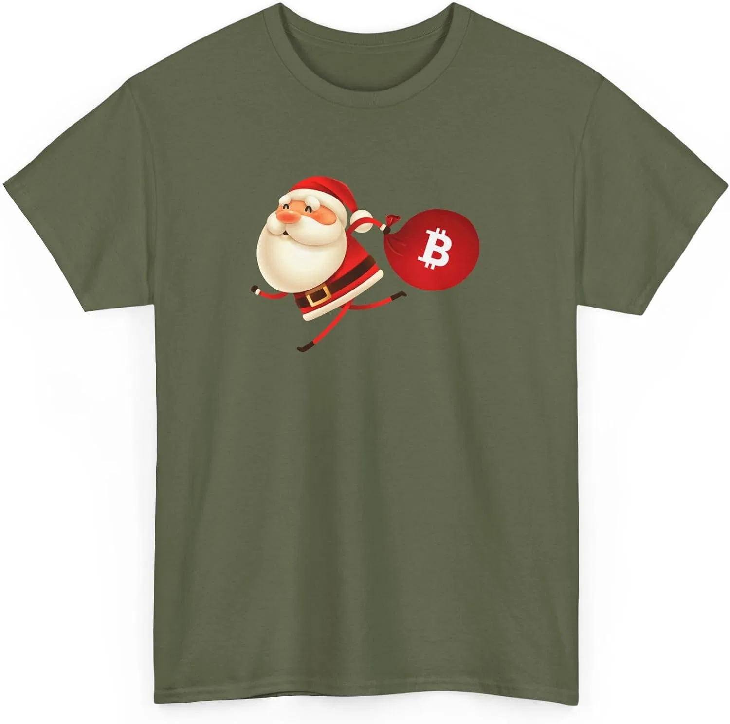Женская футболка с принтом Santa Bitcoin Gildan, Military Green