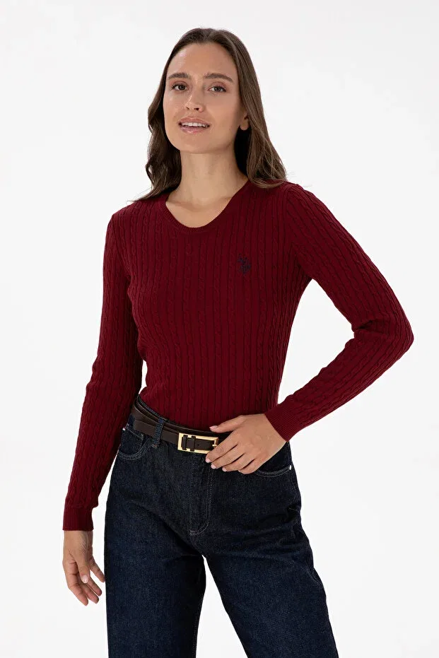 Женский базовый свитер с длинным рукавом U.S. Polo Assn., Burgundy