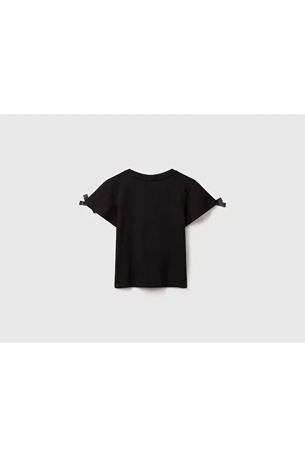 Детская футболка для девочек с принтом Benetton, Black — фото 2