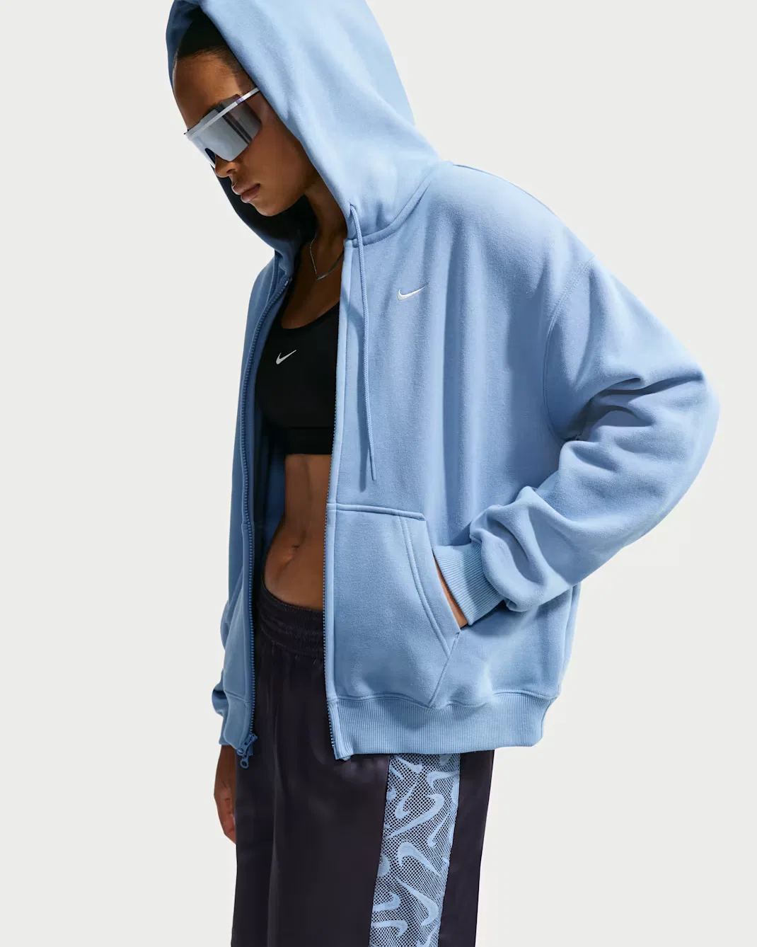 Женская толстовка оверсайз на молнии Nike Studio Fleece Medium Weight, Work Blue/Sail