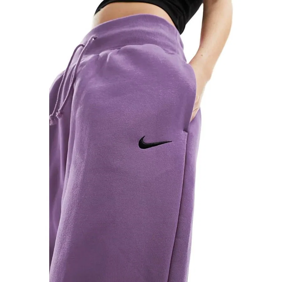 Женские спортивные брюки с высоким поясом, свободного кроя, модель Sportswear Phoenix Fleece, Nike, Фиолетовый — фото 4