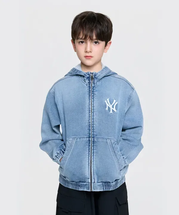 Джинсовая куртка-худи базовая, ny Mlb Kids, синий — фото 4