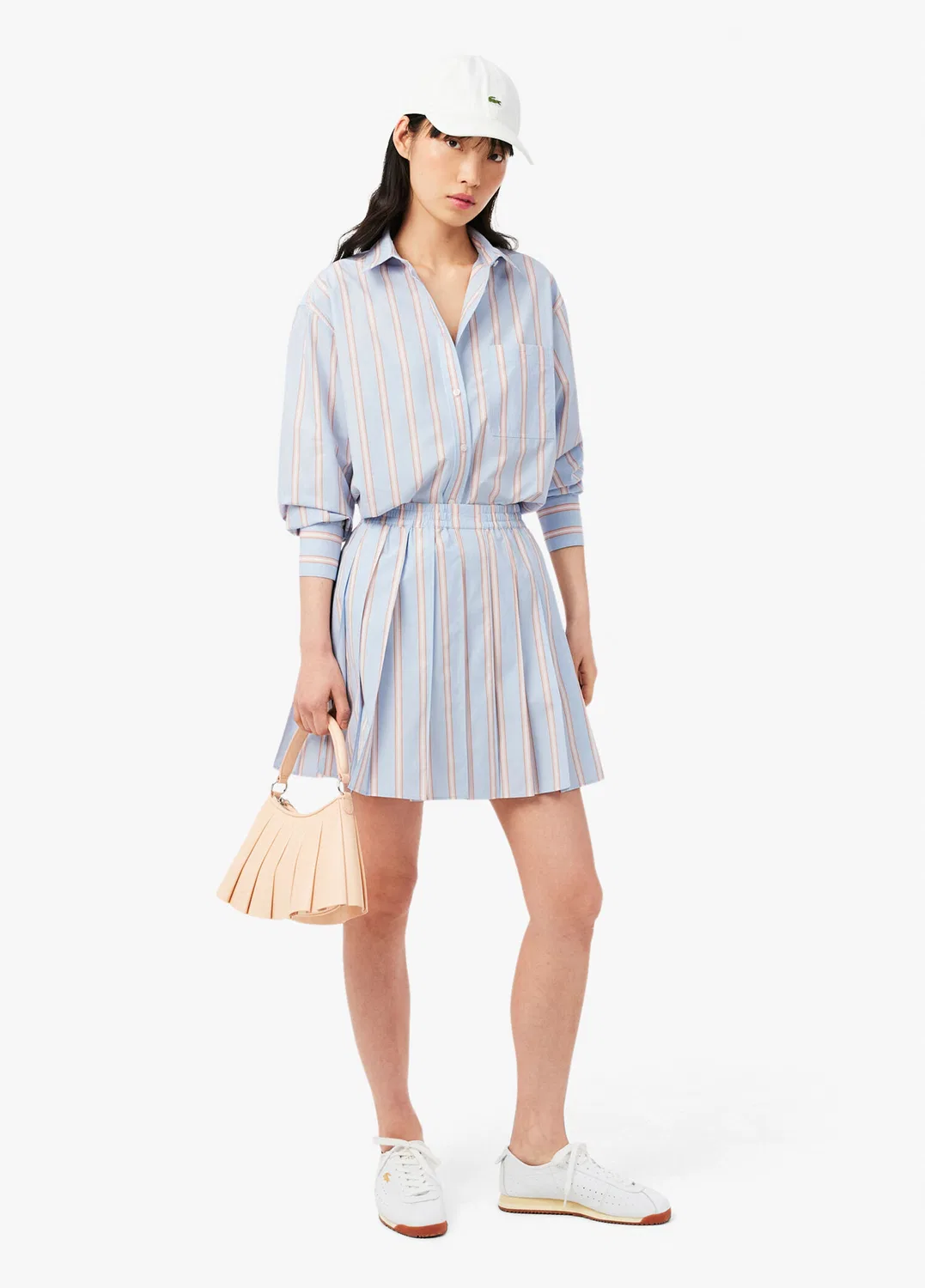 Юбка плиссированная Lacoste Mavi-48C, полосатая, хлопок — фото 3