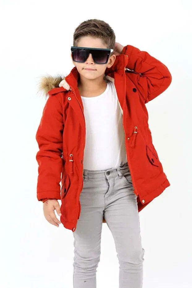 Детское зимнее пальто для девочек с водоотталкивающей пропиткой Water Repellent Long Fur Coated Coat Jannock, Tile — фото 4